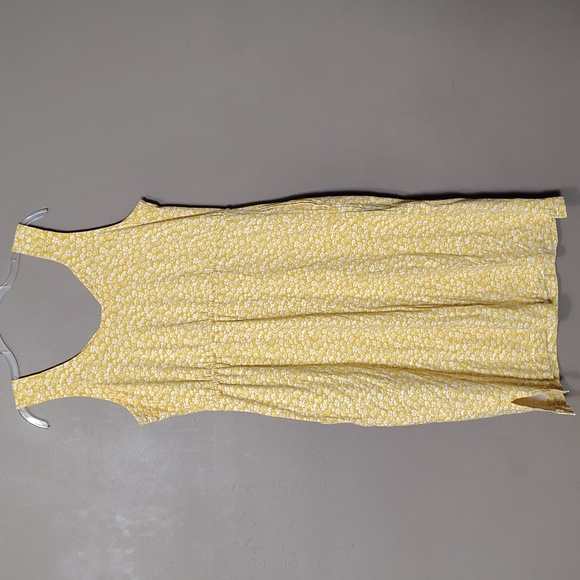 Duluth Trading Company Gold Dress W Mushroom Print, Front Tie & Pockets M - Picture 2 of 7